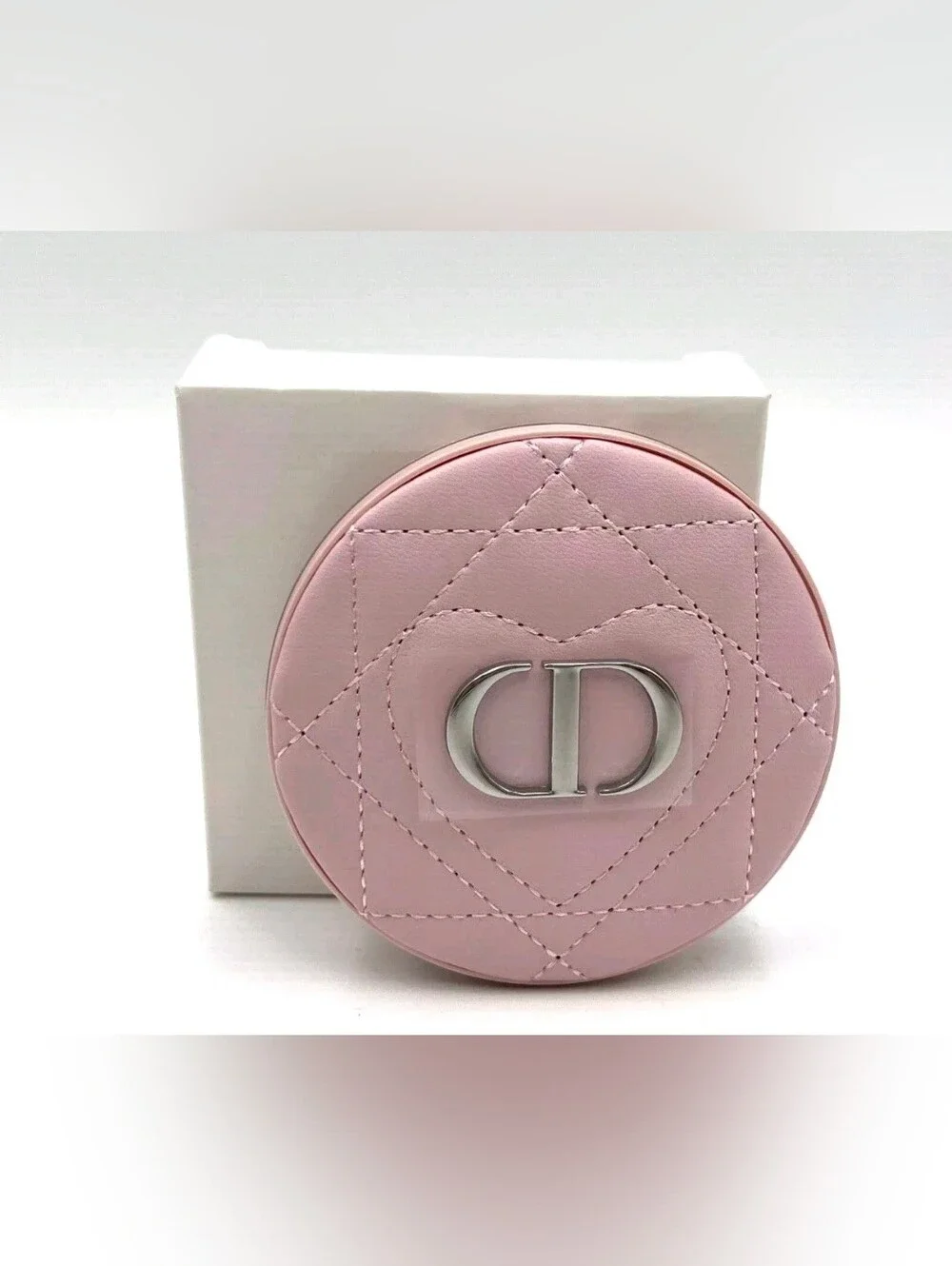 NWT Christian Dior Beauty Pink Quilted Round Makeup Case VIP Novelty Gift